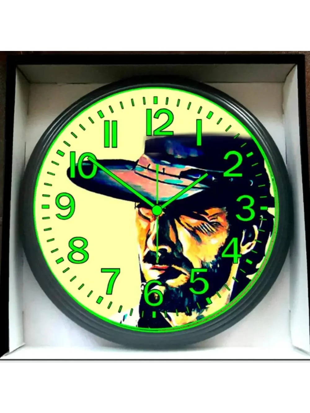Clint Eastwood The Good The Bad and The Ugly Glow in the Dark Wall Clock
